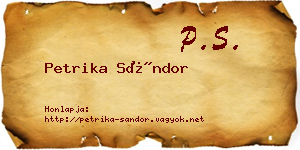Petrika Sándor névjegykártya